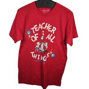 Universal Studios Graphics Red Tee Shirt Top Size Medium Teacher Dr Seuss Things